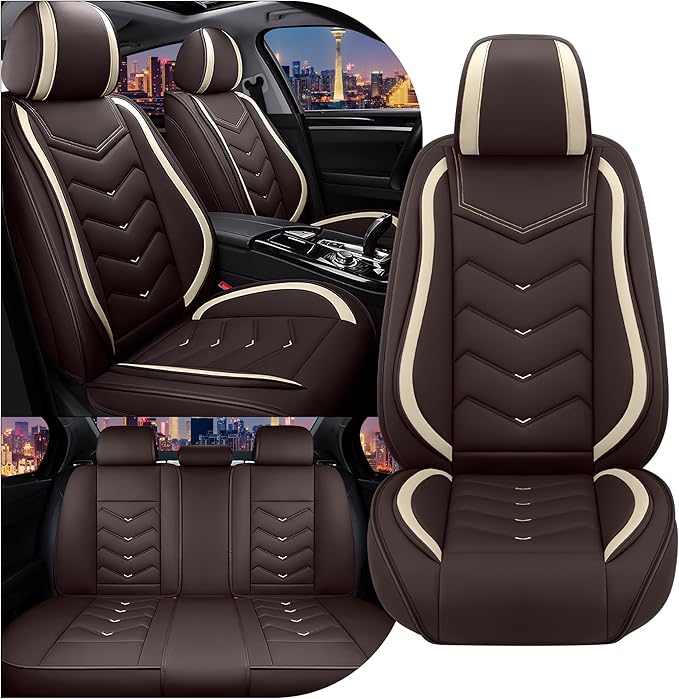 CTDS Car Seat Covers for Toyota Corolla 2000-2026, Stylish Sport Seat Cover, Premium Nappa Leather Car Seat Cover. Automobile Seat Covers Sets.(Standard 5 Seats/Coffee Color)