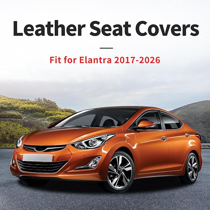 Fit Elantra Car Seat Covers for Hyundai Elantra 2017-2025 2026 - Premium Leather, Waterproof, All-Weather, Airbag Compatible, Breathable, Seat Protectors, Only 2 Front seat Covers, Redline