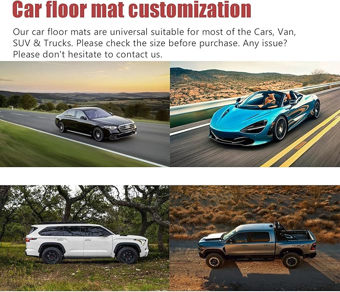 Custom Personalized Floor Mats for Cars，Luxury Full Coverage All Weather Car Floor Mats，Anti-Slip Leather Car Mat Set ，Custom Floor Mats for 99% of Cars, Trucks & SUVs (Blue)