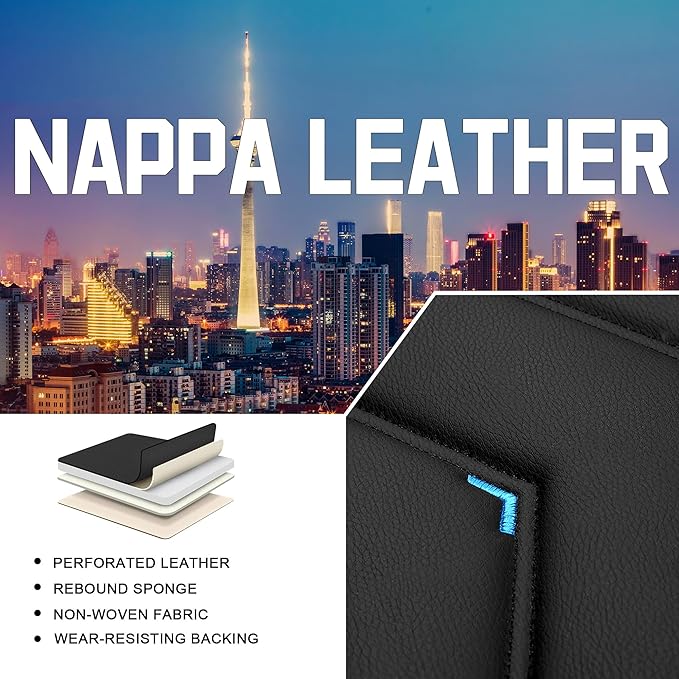 CTDS Car Seat Covers for Toyota Corolla 2000-2026, Stylish Sport Seat Cover, Premium Nappa Leather Car Seat Cover. Automobile Seat Covers Sets.(Luxury 5 Seats/Black Blue)