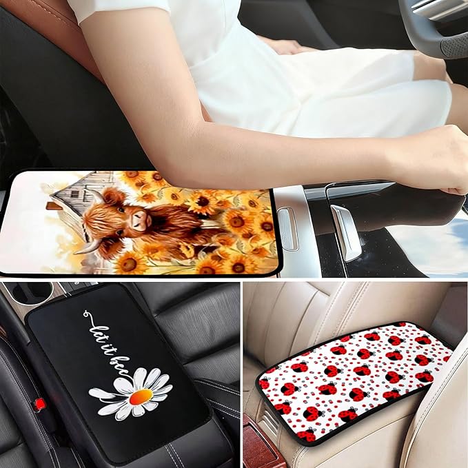 Dragonfly Vehicle Center Console Armrest Cover Pad,Dragonfly Car Accessories Soft Middle Console Cushion Pad,Auto Arm Rest Mat Decor Dragonflys Gifts for Women Men Dad for Most Vehicle SUV Truck