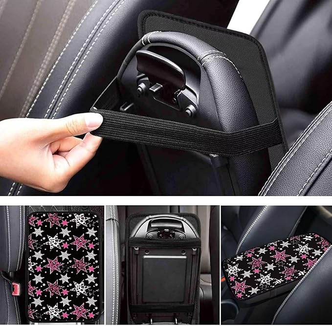 Amarican Flag Star Auto Center Console Armrest Pad 4th July USA Flag Car Center Console Cover Seat Box Cover for Sedan, Van, SUV, Truck Car Accessories, Brerathable