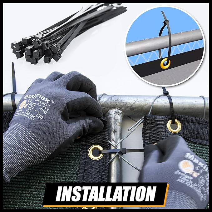 Royal Shade Custom Size 5' x 153' Grey Fence Privacy Screen Windscreen Cover Netting Mesh Fabric Cloth - Cable Zip Ties Included (We Make Custom Size)