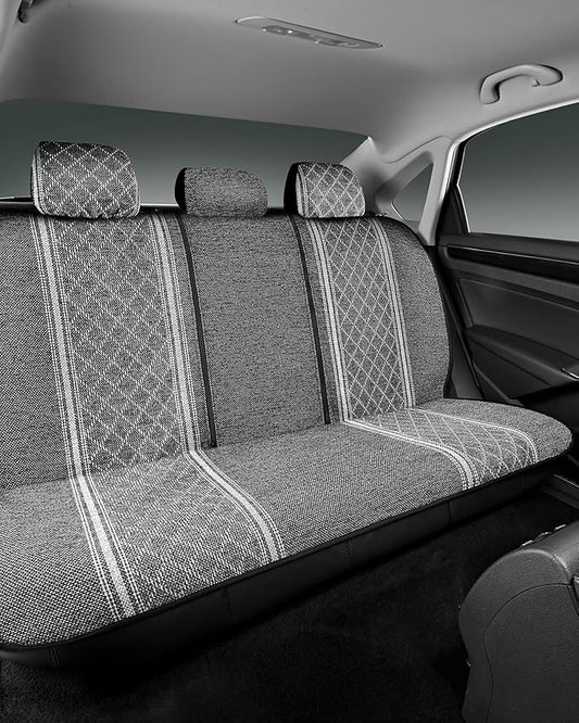 Road Comforts Baja Bench Seat Covers Grey Diamond Rear Blanket Seat Covers - Jacquard Fabric, Airbag Compatible, Universal Fits Car, Truck, SUV, and Vans