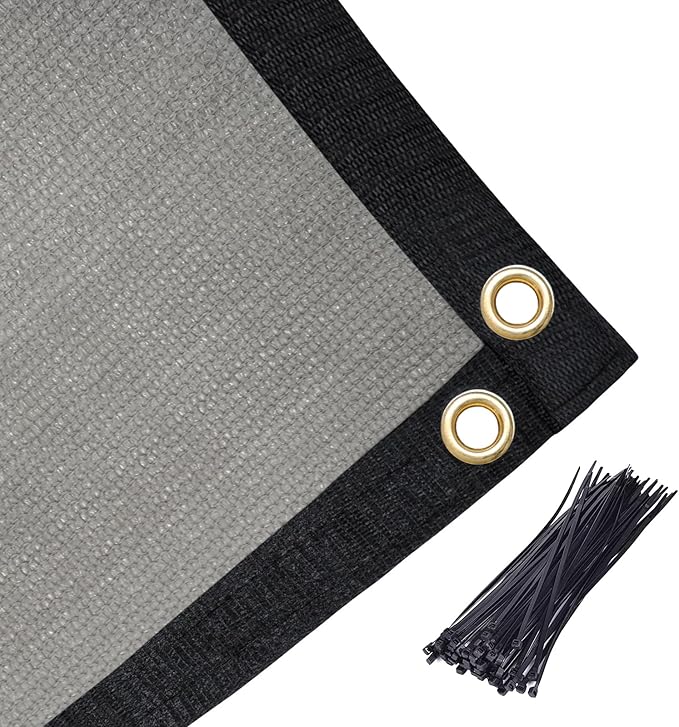 Amagenix 90% Shade Fabric 11'X 12' Gray Sun Shade Cloth with Grommets for Pergola Replacement Shade Cover Canopy, Heavy Duty, Cable Zip Ties Included (We Customized)
