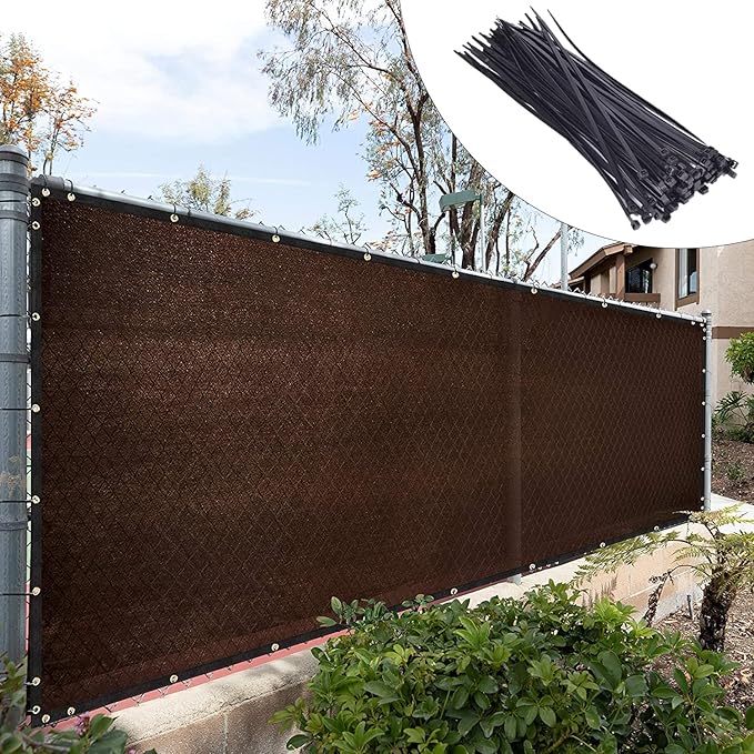 Royal Shade Custom Size 6' x 6' Brown Fence Privacy Screen Windscreen Cover Netting Mesh Fabric Cloth - Cable Zip Ties Included (We Make Custom Size)