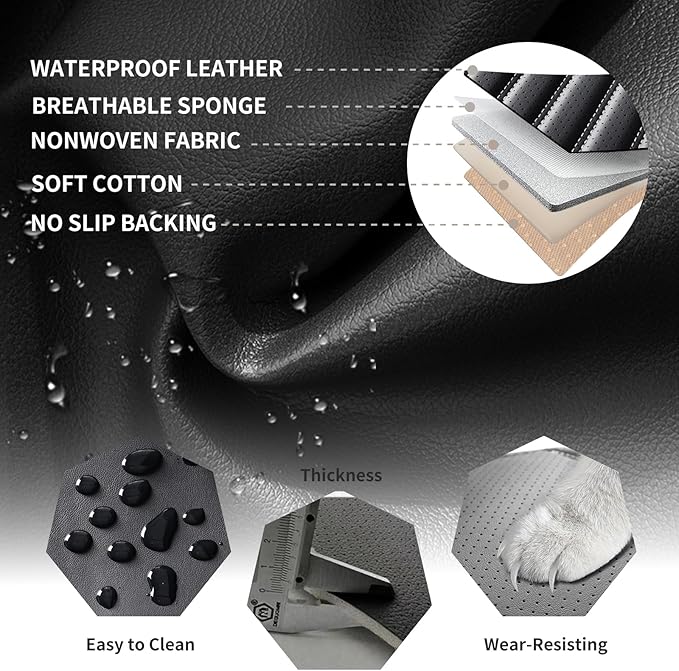 Car Seat Covers Full Set Fit for Toyota Yaris 2007-2020, Premium Faux Leather Car Seat Protector, Breathable, Anti-Slip, Comfortable & Durable (Black&White,Full Set)