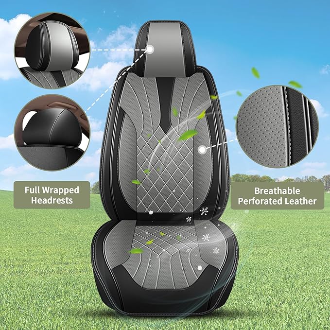 Car Seat Covers Full Set for Honda CR-V CRV 2015-2025 2026-5 Seats- Breathable Cool Ice Silk Leather Seat Covers - Vehicle Seat Cushion (Black&Beige)