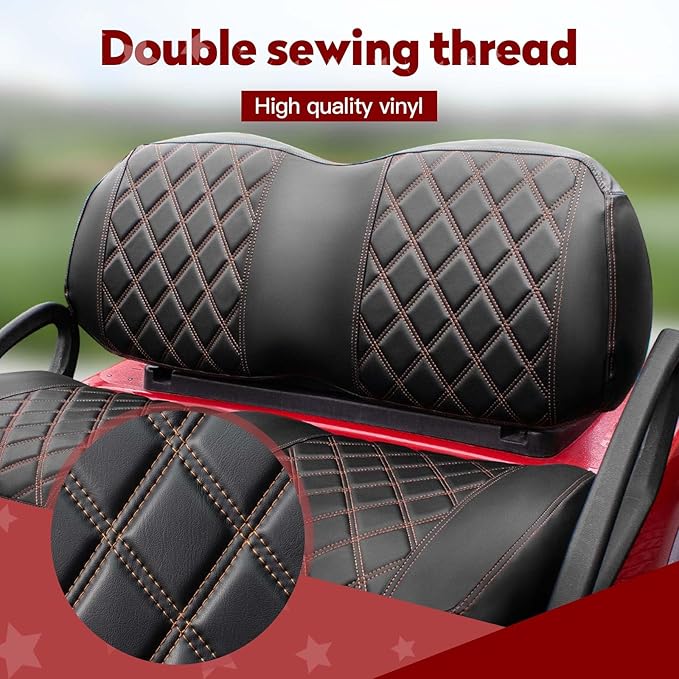 NOKINS Golf Cart Seat Covers Fit Club Car Precedent/Tempo/Onward Premium Front Seat Cushion, Golf Cart Vinyl Leather Diamond Seat Covers, Soft/Scratch-Resistant/No Stapler Needed