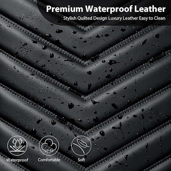 CAR PASS 3D Foam Luxury Leather Back Bench Car Seat Covers,Waterpoof Faux Leather Rear Seat Cover Universal Fit for Cars Sedans SUVs Vans Trucks 95% Automotive Backseat, (Rear,Black)