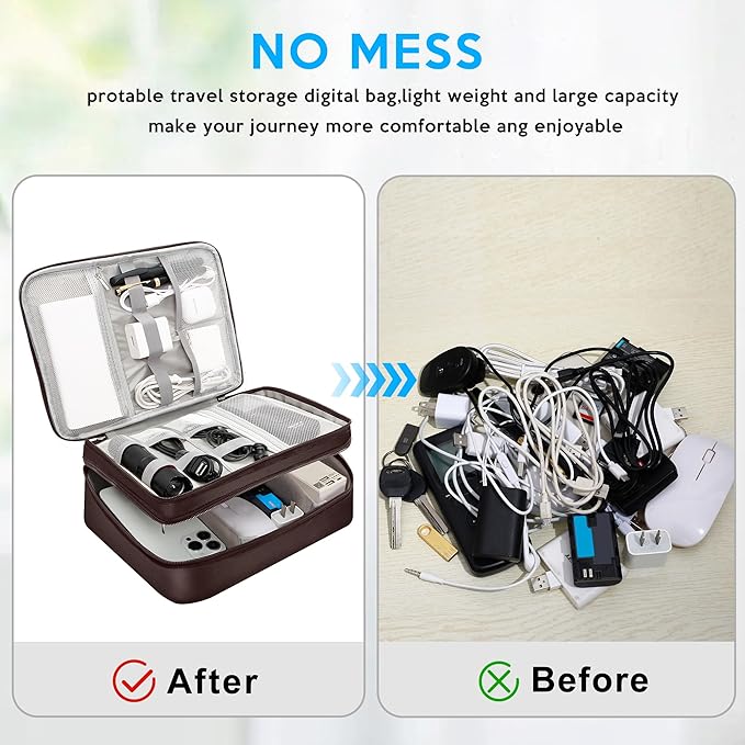 CILLA Electronic Organizer Travel Case, Travel Cord Organizer Case Portable Waterproof Cable Organizer Bag for Charger, Cord, USB, Power Bank, Earphone