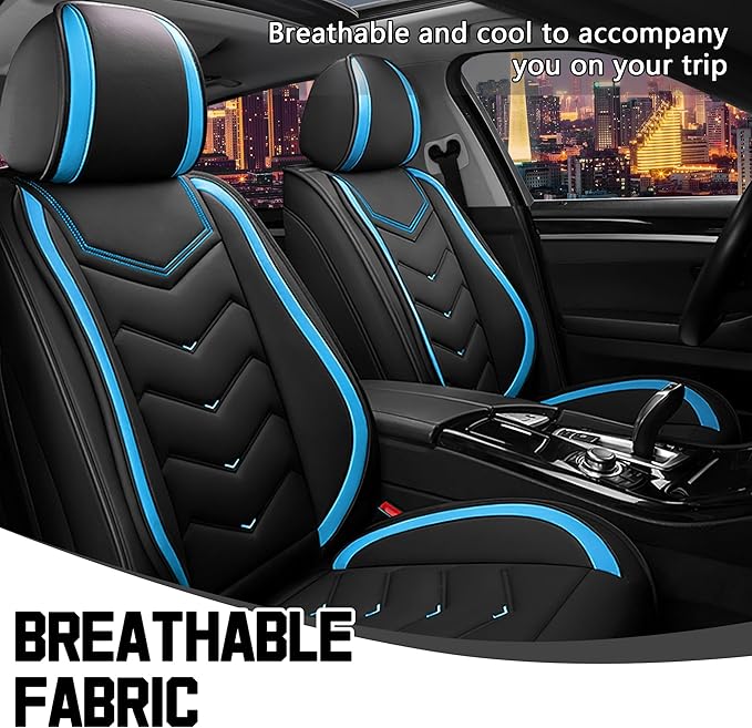 CTDS Car Seat Covers for Toyota RAV4 2000-2026, Stylish Sport Seat Cover, Premium Nappa Leather Car Seat Cover. Automobile Seat Covers Sets.(Standard 2 Seats/Black Blue)