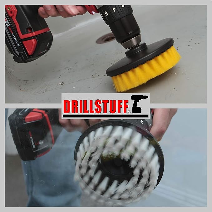 Cleaning Supplies - Bathroom Accessories - Drill Brush - Shower Door - Glass Cleaner - Bathtub - Bath Mat - Sink - Flooring - Hard Water Stain Remover - Grout Cleaner - Spin Brush - Leather - Carpet