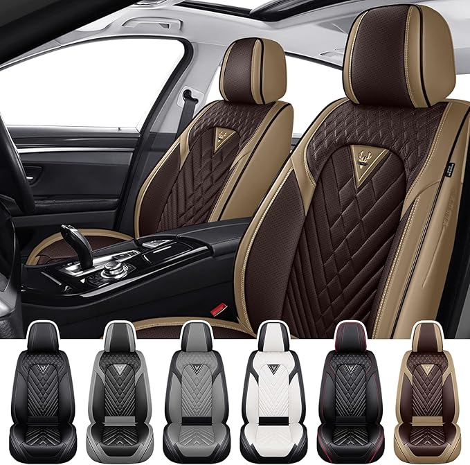 Truck Seat Covers for Ram 3500 2009-2026, Waterproof Premium Leather Full Coverage Car Seat Cover, Muscle Sport Style Auto Interior Seat Cover Sets (Front Set/Brown Coffee)