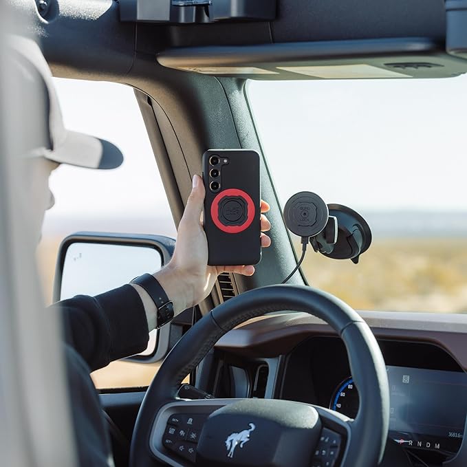 Quad Lock Heavy Duty Suction Car Phone Mount with MAG Phone Case and MAG Wireless Charging Head for iPhone 16 Plus