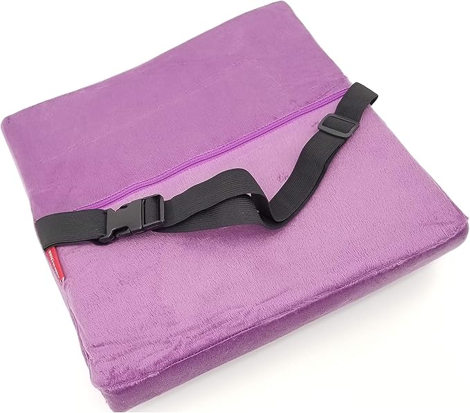 Bookishbunny 2pc High Resilience Memory Foam Seat Chair Waist Lumbar Back Support Cushion Pillow Car Office Home (Purple)