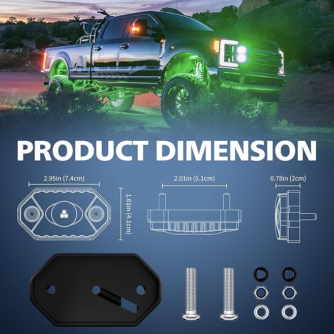 4WDKING Blue LED Rock Lights, 4 Pods IP68 Waterproof Underbody Glow Trail Rig Lamp LED Neon Lights for Truck Off Road Truck Car Boat ATV SUV Motorcycle