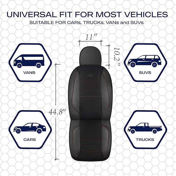 Skechers Air-Cooled Memory Foam Seat Covers,Mesh Thick Car Seat Covers,Piping Leather Car Seat Covers Front Seats,Airbag Compatible,Automotive Comfort Universal FitMost Cars,Vans,Truck,SUV,Brown