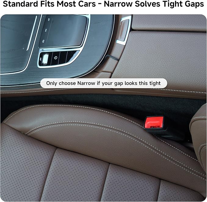 Car Seat Gap Filler Set of 2, 3IN1 Seat Side Gap Filler Plug with Storage Slot & Hook Function, Soft Foam Universal Fit Car SUV Truck Fill Gap Between Seats Console Organizer（Standard Saddle Brown）