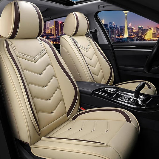 CTDS Car Seat Covers for Toyota Corolla 2000-2026, Stylish Sport Seat Cover, Premium Nappa Leather Car Seat Cover. Automobile Seat Covers Sets.(Standard 2 Seats/Beige)