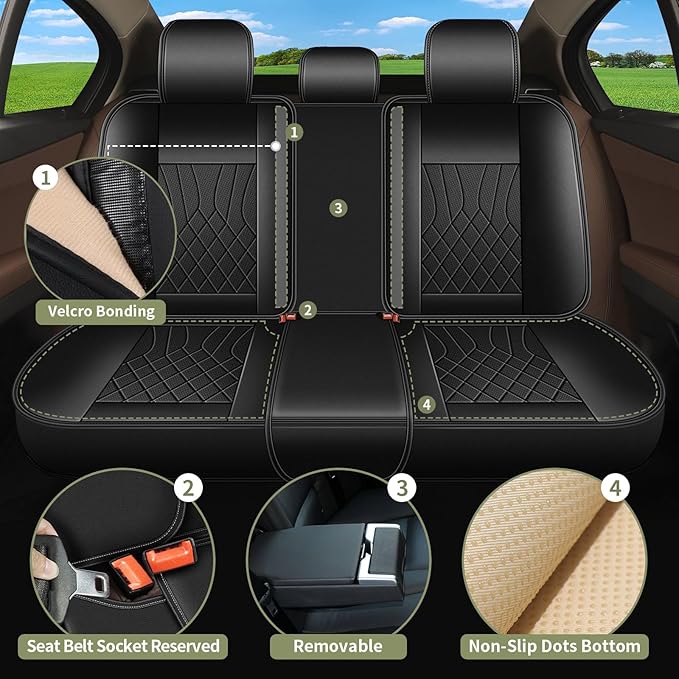 Full Set Car Seat Covers for Subaru Impreza 2012-2024 2025 2026: Breathable Perforated Leather Seat Cover (Black)