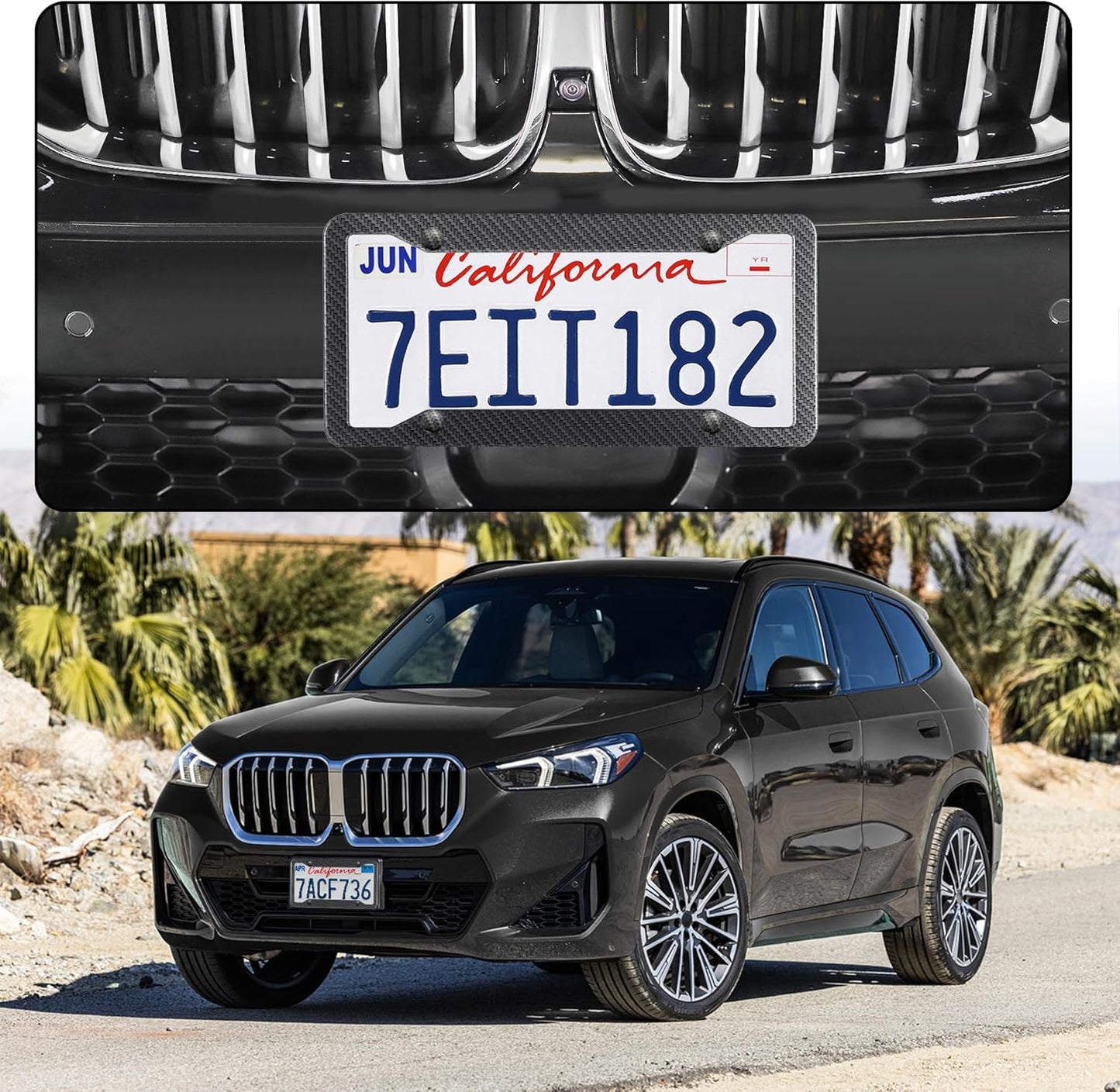 LivTee Carbon Fiber License Plate Frames, 2PCS Car License Plate Holder, 4 Holes Stainless Steel License Plate Covers, Automotive Exterior Accessories, Slim Design with Gasket Cover for US Cars