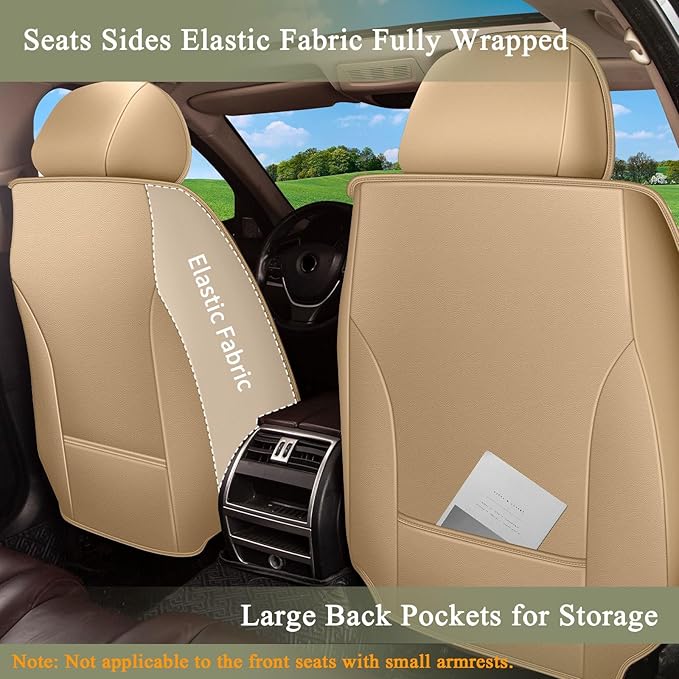 Breathable Car Seat Covers for Toyota Venza 2009-2021, Front Seats, Perforated Leather, Seat Protector, Interior Trim for Toyota Venza Accessories (Beige&Brown)