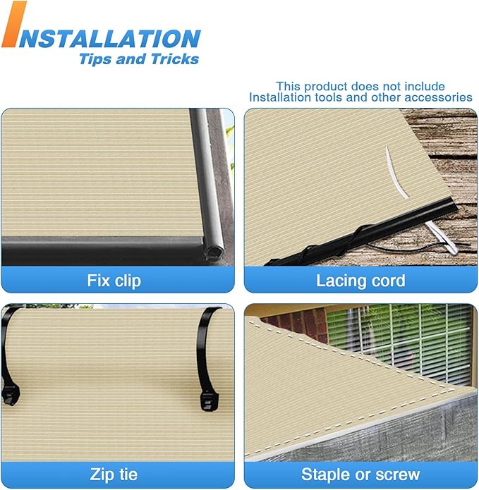 TANG Sun Shade Fabric Roll 8'x106' Shade Cloth for Garden Beige HDPE Mesh Shading Pergola Cover Replacement Canopy, 95% Blockage Sunshades for Outdoor Patio Backyard Plant