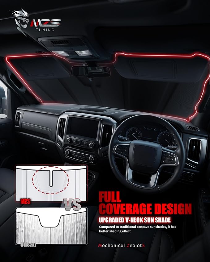 MZS Windshield Sun Shade Compatible with Forte 2019-2024, Foldable Car Front Window Sunshade with Storage Pouch, Sedan Sun Visor Shield Accessories for Interior Protector