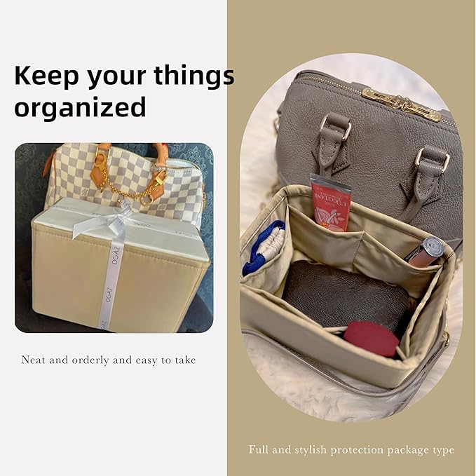 DGAZ Silk Purse Organizer Insert Fits LV Speedy 16/20/25/30/35/40/45 bags，Silky Smooth Bag Organizer，Luxury Handbag & Tote Shaper(S2 trench,SP35)