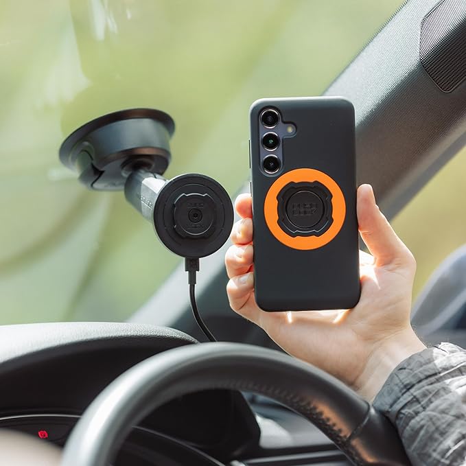 Quad Lock Heavy Duty Suction Car Phone Mount with MAG Phone Case and MAG Wireless Charging Head for iPhone 13 Pro Max
