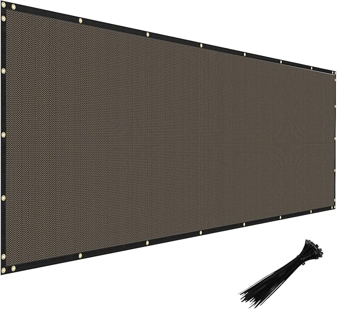 Windscreen4less Privacy Fence Screen Heavy Duty Windscreen Fencing Mesh Fabric Shade Net Cover with Brass Grommtes for Outdoor Wall Garden Yard Pool Deck, 8'x93' Brown