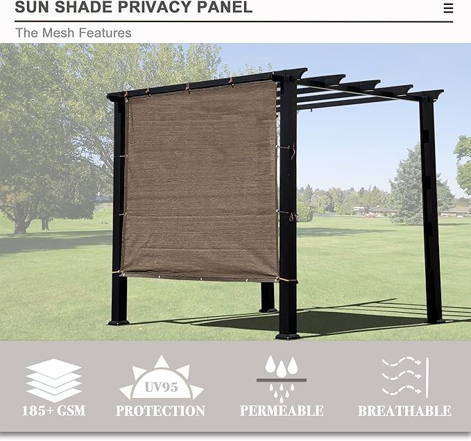 Alion Home Sun Shade Privacy Panel with Grommets and Hems on 4 Sides for Patio, Awning, Window, Pergola or Gazebo - Mocha Brown (8' x 4')