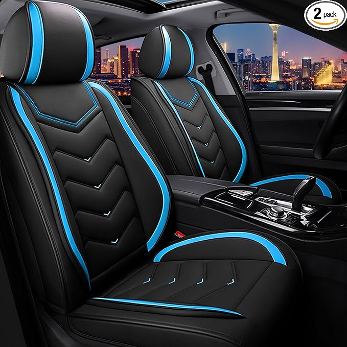 CTDS Car Seat Covers for Nissan Sentra 2000-2026, Stylish Sport Seat Cover, Premium Nappa Leather Car Seat Cover. Automobile Seat Covers Sets.(Standard 2 Seats/Black Blue)