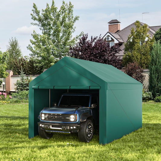 10x20ft Heavy Duty Carport with Removable Sidewalls,All Weather Carport Garage Party Tent Large Outdoor Canopy Storage Shed for Auto,Truck,Boat,Party (Green)