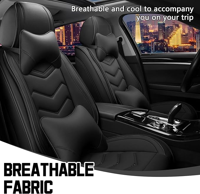 CTDS Car Seat Covers for Toyota Corolla 2000-2026, Stylish Sport Seat Cover, Premium Nappa Leather Car Seat Cover. Automobile Seat Covers Sets.(Luxury 2 Seats/Pure Black)