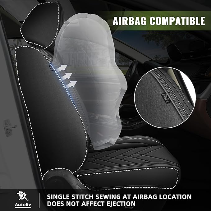 AOMSAZTO Front Seat Covers Fit for Nissan Murano 2011-2025 2026 Waterproof Faux Leather Car Seat Cover Compatible with Airbag(2PCS Front, Black)