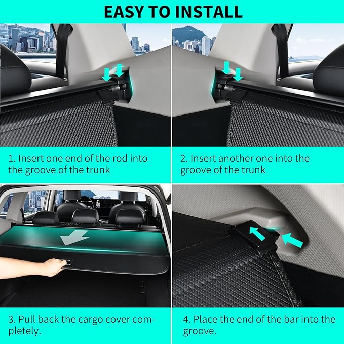 Tecoom Cargo Cover fit for Chevy Equinox Accessories 2018-2025, Retractable Rear Trunk Cover Luggage Security Shade, Anti-Peeping Privacy Screen Protector, Carbon Fiber Texture