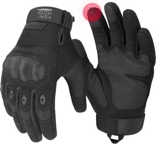 KEMIMOTO Tactical Gloves for Men, Touchscreen Motorcycle Gloves with Hard Shell & Palm Padding for Sports Motorcycle Cycling Tactical Airsoft Paintball Hunting Hiking Camping Climbing
