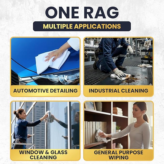Premium New White Cotton Knit T-Shirt Rags (600 lbs. Pallet 24x25 lbs. Bag of Rags) - Lint-Free, Soft & Absorbent Bulk Cleaning Cloths for Auto, Paint, Garage, Staining & Polishing