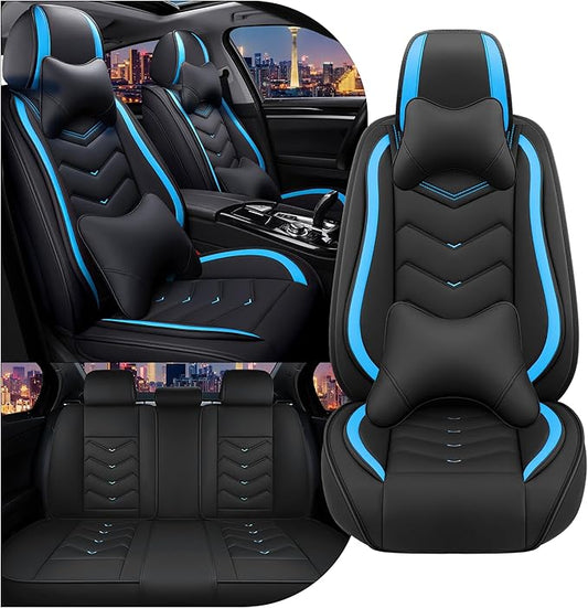 CTDS Car Seat Covers for Honda Civic 2000-2026, Stylish Sport Seat Cover, Premium Nappa Leather Car Seat Cover. Automobile Seat Covers Sets.(Luxury 5 Seats/Black Blue)