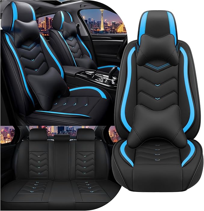 CTDS Car Seat Covers for Toyota Corolla 2000-2026, Stylish Sport Seat Cover, Premium Nappa Leather Car Seat Cover. Automobile Seat Covers Sets.(Luxury 5 Seats/Black Blue)