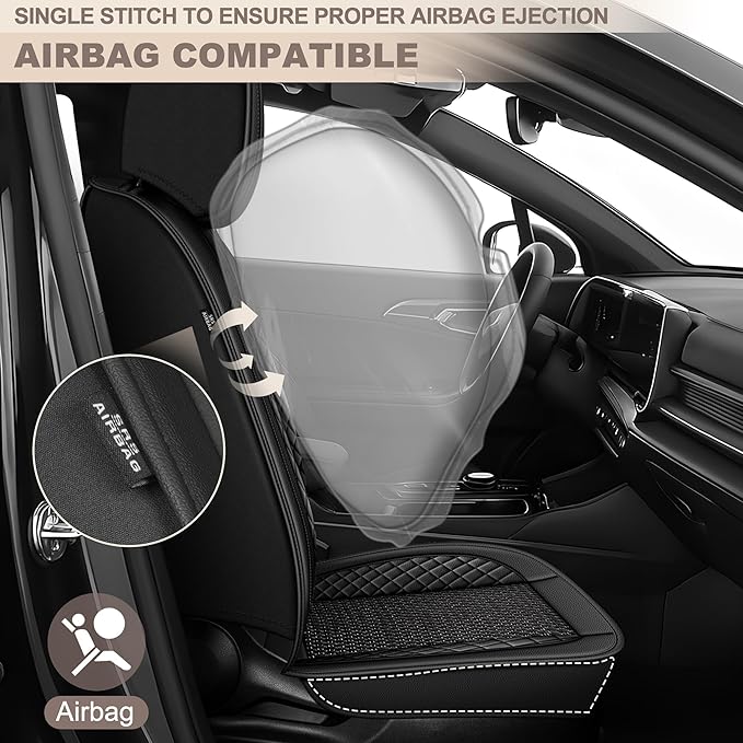 TTX LIGHTING for Toyota 4Runner 2003-2026 Car Seat Covers, Breathable Ice Silk & Leather Seat Protector, Cool & Anti-Sweat for Long Driving, Airbag Compatible, 2 Front Seats (Black)