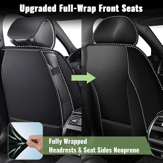 Car Seat Covers Front Seats for Nissan Maxima 2011-2025 2026 - Breathable Cooling Ice Silk Leather Seat Cover - 2 Seats for Nissan Maxima Accessories (Black)