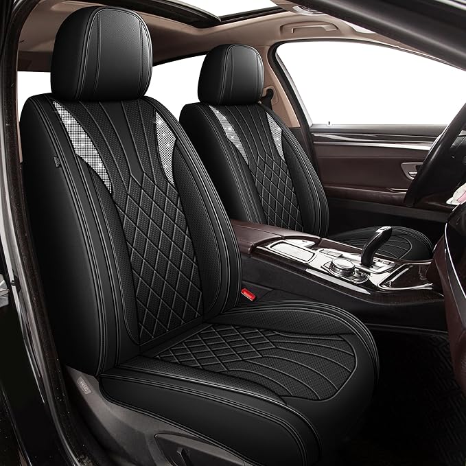 Bling Diamond Embroidered Seat Covers for Toyota Corolla 2000-2019,Full Set 5 Seats,Sparkle Rhinestone Breathable Perforated Faux Leather Car Seat Covers for Women (Black)