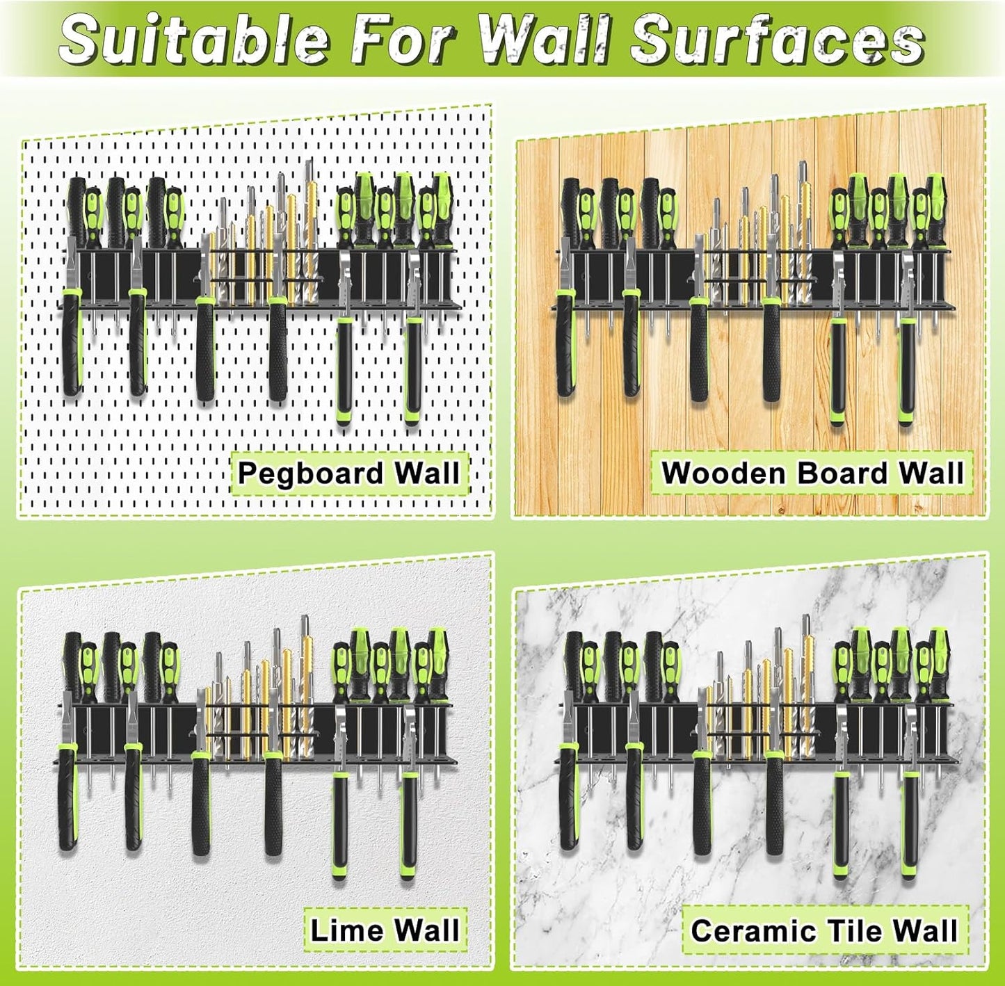 Screwdriver Holder Wall Mount,Heavy Duty Metal Utility Bit Organizer for Screw driver Pliers Drill Bits Small Tools,Screwdriver Organizer Suitable Garages Homes Workshops Sheds (54 holes 1pc)