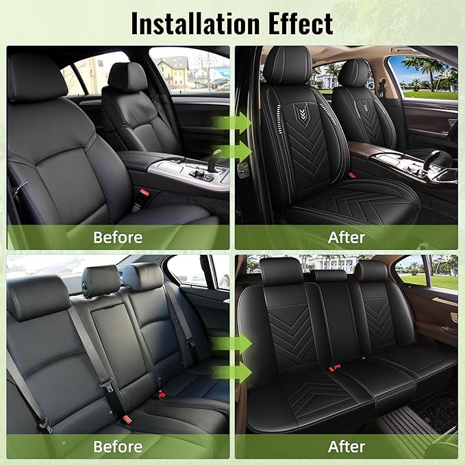 AOMSAZTO Car Seat Cover for Chevrolet Chevy Blazer 2019-2025 2026 Full Set, Leather Car Seat Protector Waterproof, Non Slip Car Seat Cushion, Interior Seat Covers Automotive Accessories - Black