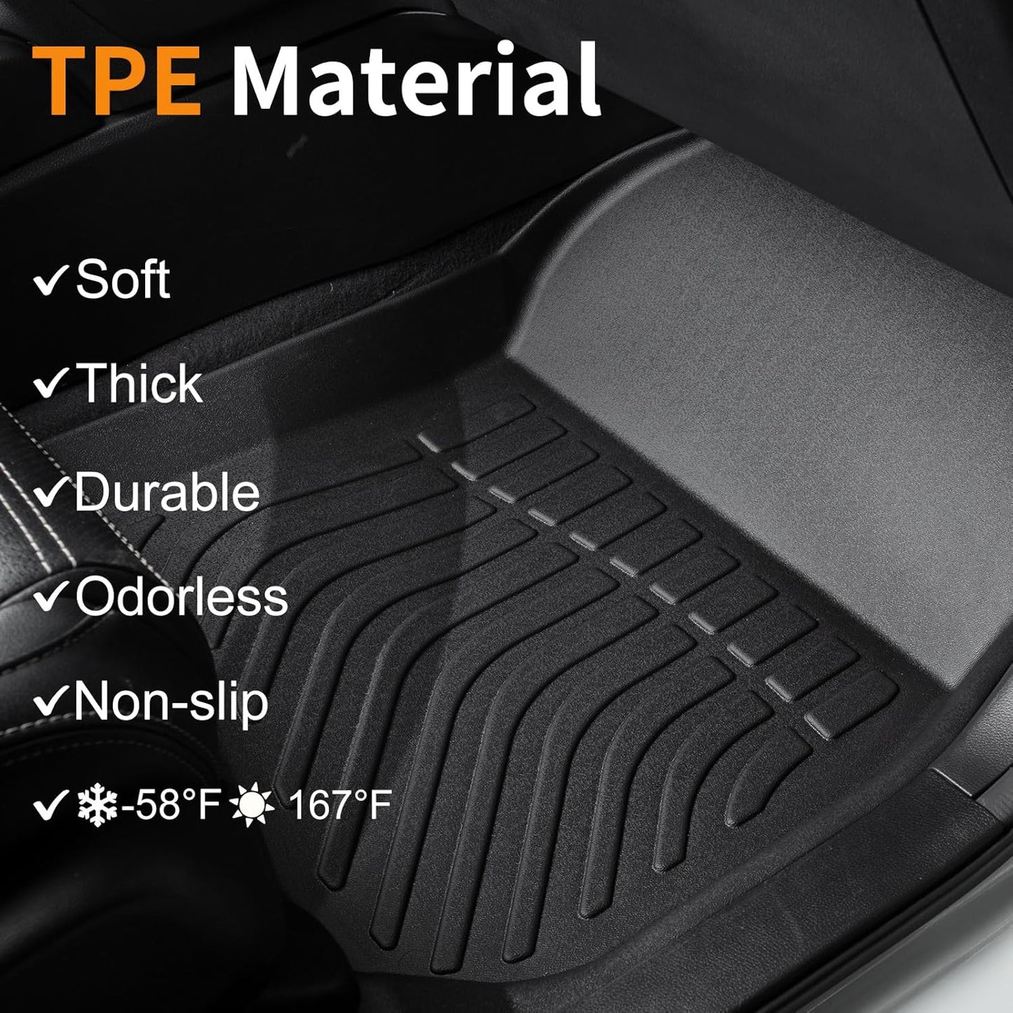 Binmotor-All Weather Car Floor Mats and Cargo Liner Set for 2021 2022 2023 2024 2025 Infiniti QX50,2 Rows with Cargo Mat Set for QX50,TPE Rubber Liners for QX50 Accessories Mats Trunk Mat-Black