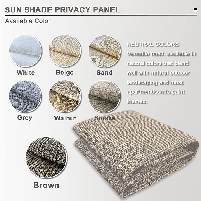 Alion Home Sun Shade Privacy Panel with Grommets and Hems on 4 Sides for Patio, Awning, Window, Pergola or Gazebo - Mocha Brown (12' x 16')