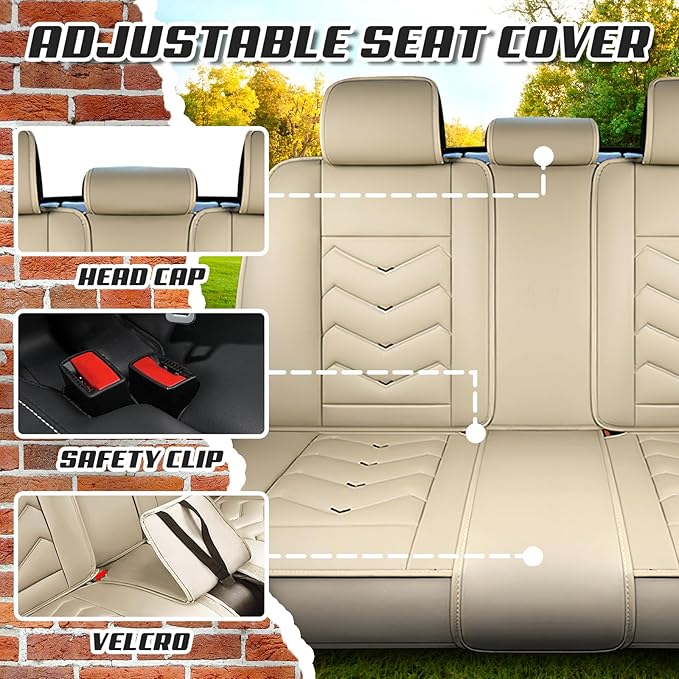 Car Seat Covers for Lexus ES 350 2007-2026, Premium Nappa Leather Car Seat Cover, Stylish Sport Seat Covers， Automobile Seat Cover Sets.(Standard 2 Seats/Beige)